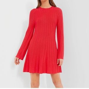 Pomander Place Red Ribbed Knit Swing Dress Long Sleeve Size XL NWT